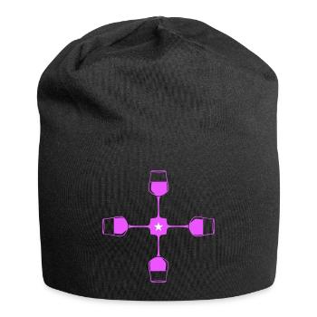 Wine Red Wine Glass Icon - Jersey Beanie - black - Front