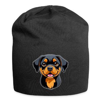 Niedlicher Rottweiler im Comic Style - Jersey-Beanie - Schwarz - Vorne