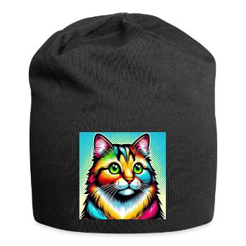 Cat Pop Art - Jersey Beanie - black - Front
