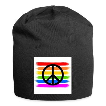Peacezeichen auf LGBT Regenbogenfahne - Jersey-Beanie - Schwarz - Vorne