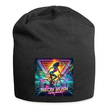 Neon Rush - Girl cycling 80s style poster - Jersey Beanie - black - Front