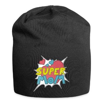 Muttertag supermom Super Mom beste Mutter Comic - Jersey-Beanie - Schwarz - Vorne