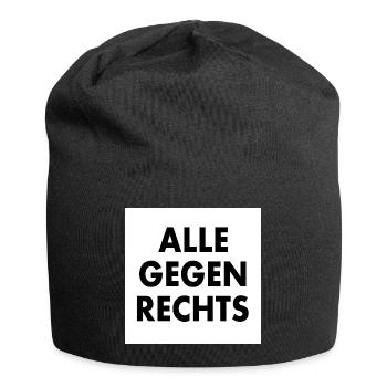 Alle gegen rechts - Jersey-Beanie - Schwarz - Vorne
