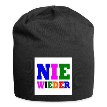 Nie wieder - Jersey-Beanie - Schwarz - Vorne