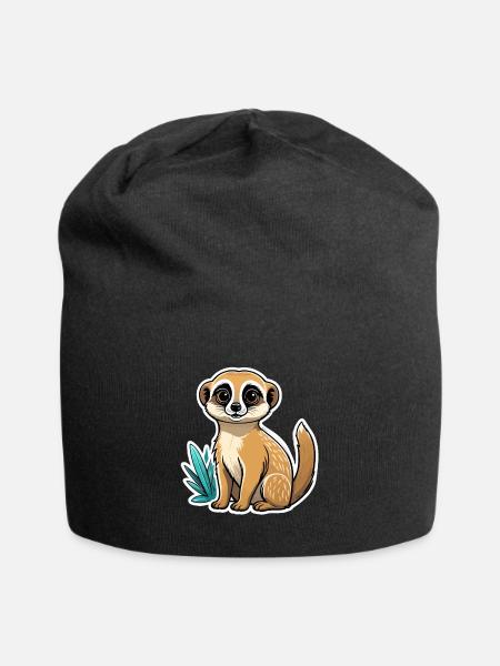 Erdmännchen Niedlich Illustration - Jersey-Beanie - Schwarz