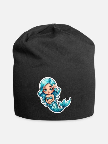 Meerjungfrau Fantasy Illustration - Jersey-Beanie - Schwarz