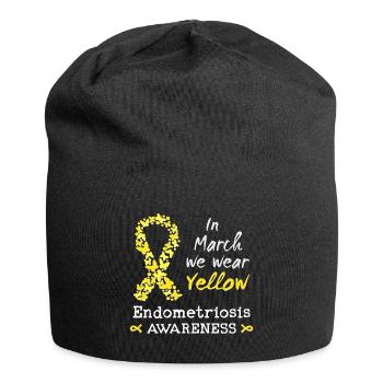 En mars, nous portons du jaune, sensibilisation à l’endométriose - Bonnet en jersey - noir - Devant
