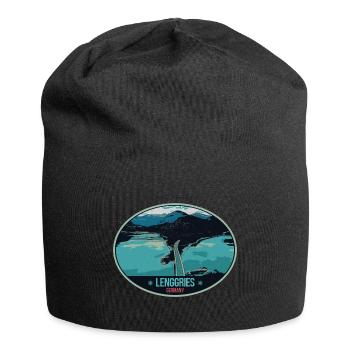 Illustration Sylvensteinsee in Lenggries, Bayern - Jersey-Beanie - Schwarz - Vorne