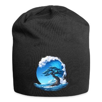 A tree under a wave - Jersey Beanie - black - Front