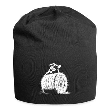 Modderlauf: Jump over the straw bale - Jersey Beanie - black - Front