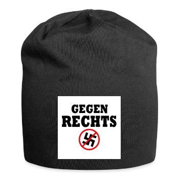 Gegen rechts - Jersey-Beanie - Schwarz - Vorne