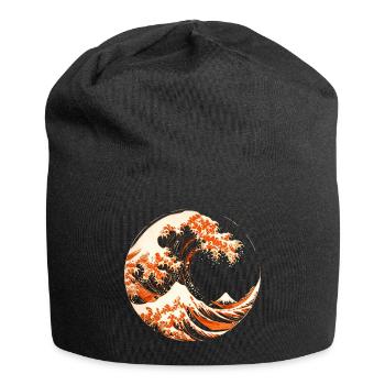 Stylized Hokusai Wave - Jersey Beanie - black - Front