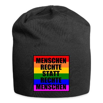 Gegen rechts - Jersey-Beanie - Schwarz - Vorne