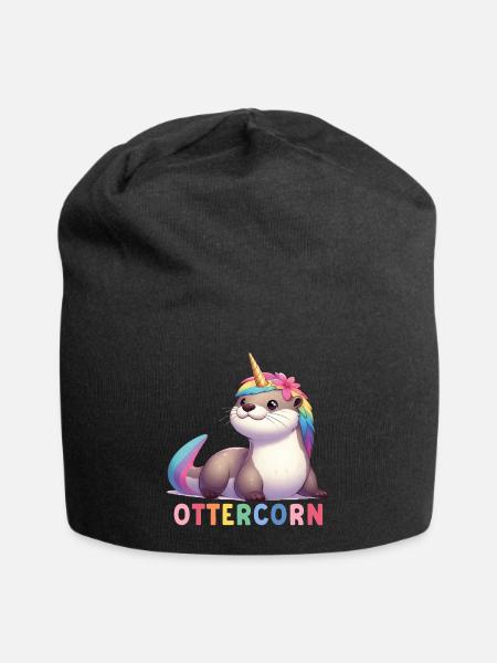 Otter Einhorn - Jersey-Beanie - Schwarz