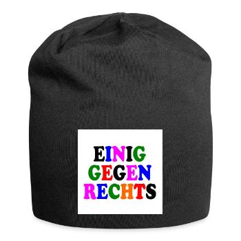 Einig gegen rechts - Jersey-Beanie - Schwarz - Vorne