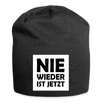 Nie wieder ist jetzt - Jersey-Beanie - Schwarz - Vorne