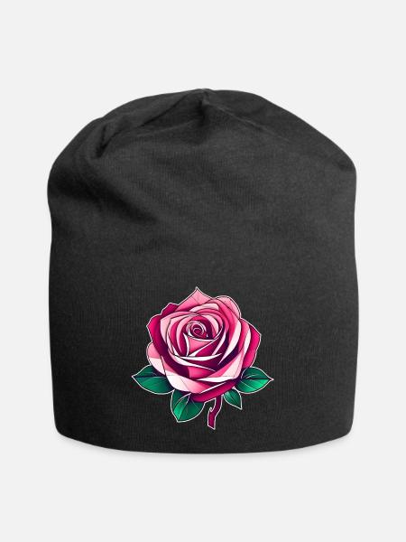 Rosa Rose III - Jersey-Beanie - Schwarz