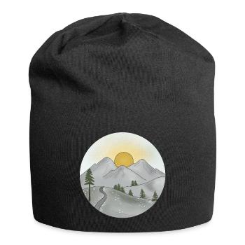 Mountain idyll at sunset in spring - Jersey Beanie - black - Front