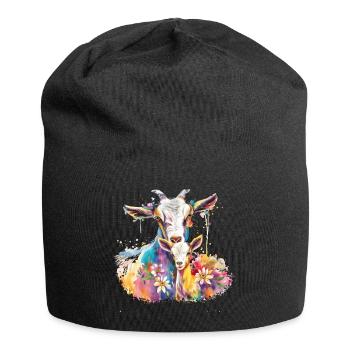 Goat with her calf - Jersey Beanie - black - Front