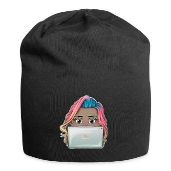 Lebendiges Reva Prisma arbeitendes Mädchen Design - Jersey-Beanie - Schwarz - Vorne