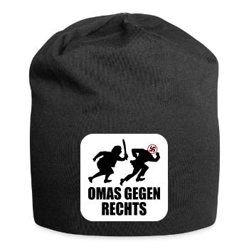 Omas gegen rechts - Jersey-Beanie - Schwarz - Vorne