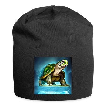 Tortue sur un glacier - Bonnet en jersey - noir - Devant