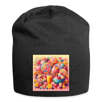 Palette von Süßigkeiten und leuchtenden Farben - Jersey-Beanie - Schwarz - Vorne