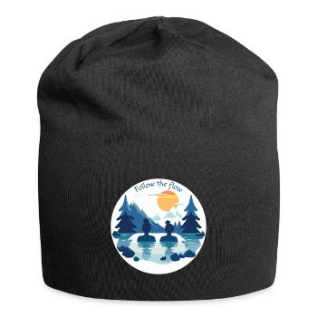 Two women take an bath in the cold mountains - Jersey Beanie - black - Front