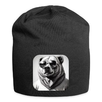 Ours cool avec des lunettes de soleil - Bonnet en jersey - noir - Devant