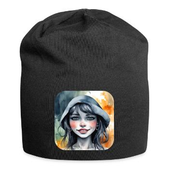 Moin Moin Mädchen - Jersey-Beanie - Schwarz - Vorne