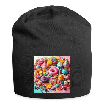 Süßigkeiten und leuchtende Farben - Jersey-Beanie - Schwarz - Vorne