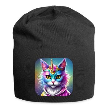 Cute Unicorn Cat - Jersey Beanie - black - Front
