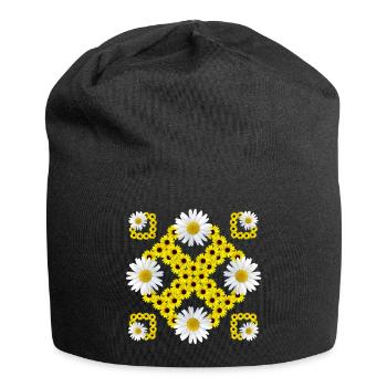 Marguerites, tournesols, fleur de marguerite florale - Bonnet en jersey - noir - Devant