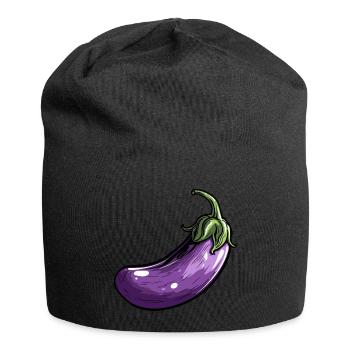 Aubergine gross - Jersey-Beanie - Schwarz - Vorne