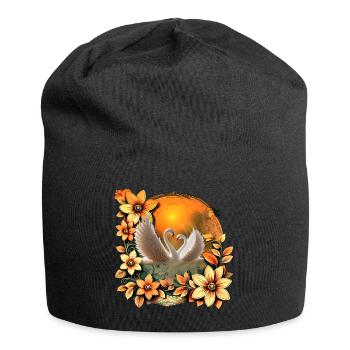 Schöne verliebte Schwäne. - Jersey-Beanie - Schwarz - Vorne