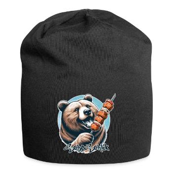 Shashlik Meat Skewer Bear Gift - Jersey Beanie - black - Front