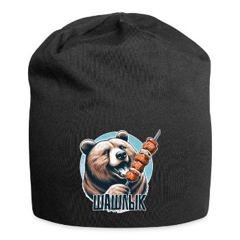 Shashlik meat skewer bear Russian gift - Jersey Beanie - black - Front