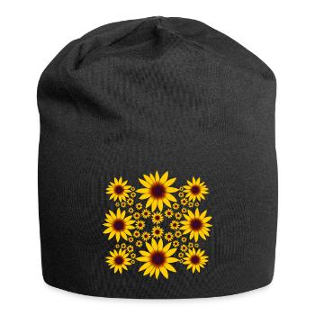 fleur d’échinacée jaune motif floral floral - Bonnet en jersey - noir - Devant