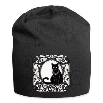 Mystische schwarze Katze - Jersey-Beanie - Schwarz - Vorne