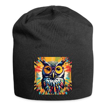 Popart Owl - Jersey Beanie - black - Front
