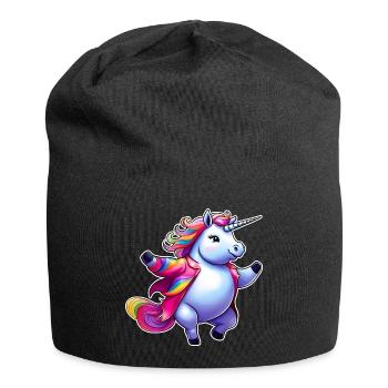 Niedliches tanzendes dickes Einhorn - Jersey-Beanie - Schwarz - Vorne