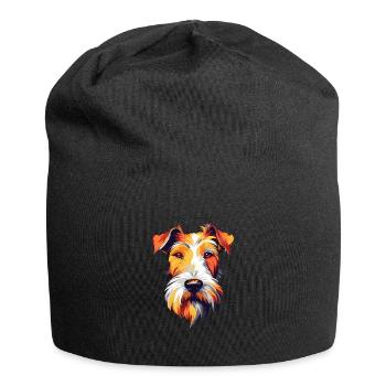 Draht Foxterrier Hunderasse Aquarell Karikatur Kawa - Jersey-Beanie - Schwarz - Vorne