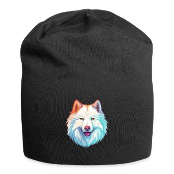Samoyed Dog Breed Watercolor Cartoon Kawaii Colorf - Jersey Beanie - black - Front