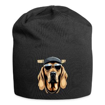 Bloodhound Whats Up Gangsta Dog Gift - Jersey Beanie - black - Front