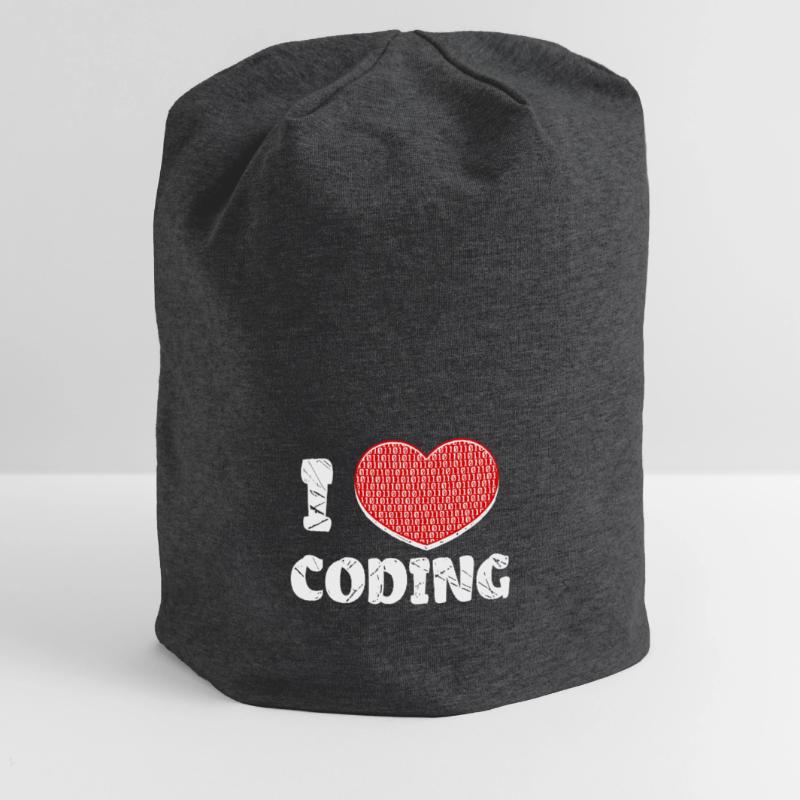 Developer Herz Coden Statement Programmierer Jersey-Beanie