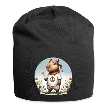 Capybara Hippie Paix - Bonnet en jersey - noir - Devant