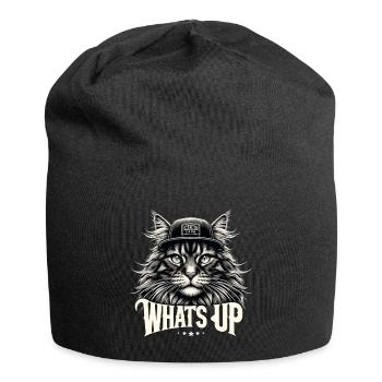Maine Coon Katze cool Was geht ab Geschenk - Jersey-Beanie - Schwarz - Vorne
