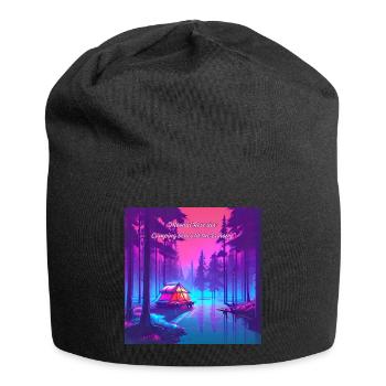 Daydreaming in the moonlight while camping - Jersey Beanie - black - Front