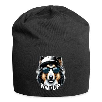 Collie What's Up Gangsta Gangster Dog Gift - Jersey Beanie - black - Front