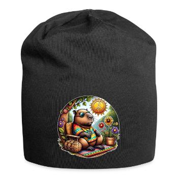 Capybara Hippie Paix - Bonnet en jersey - noir - Devant